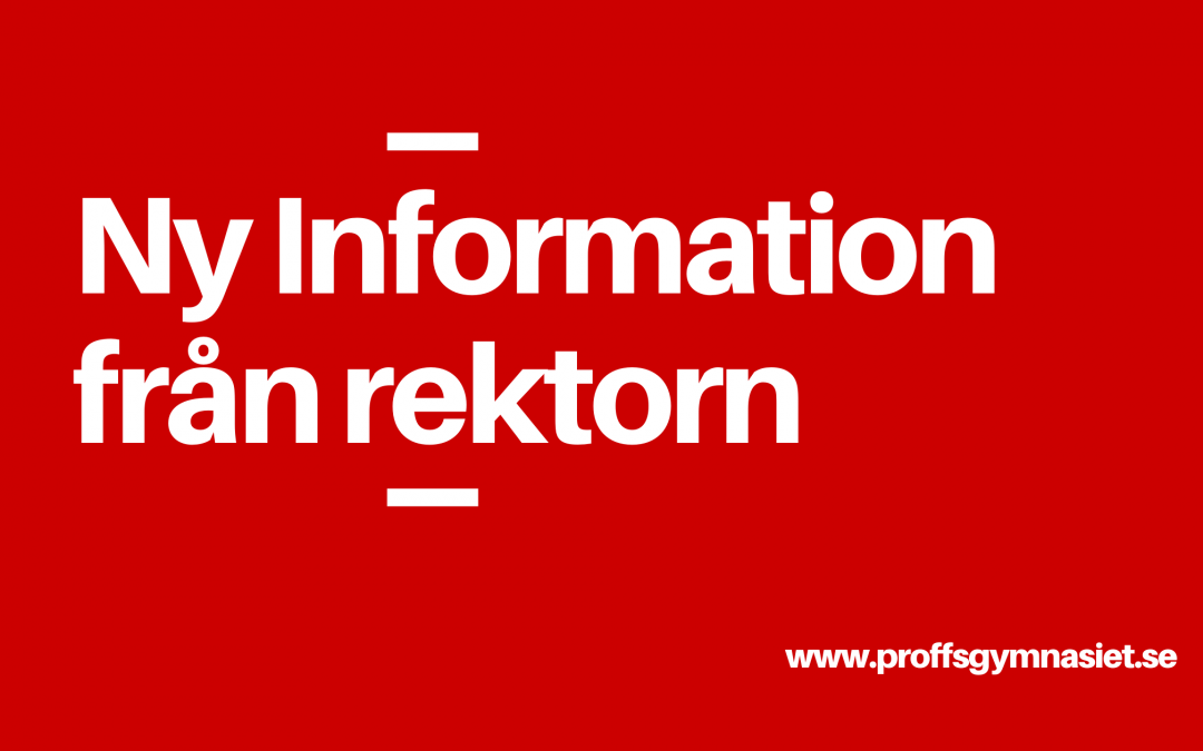 Ny information från rektorn – mars 2021